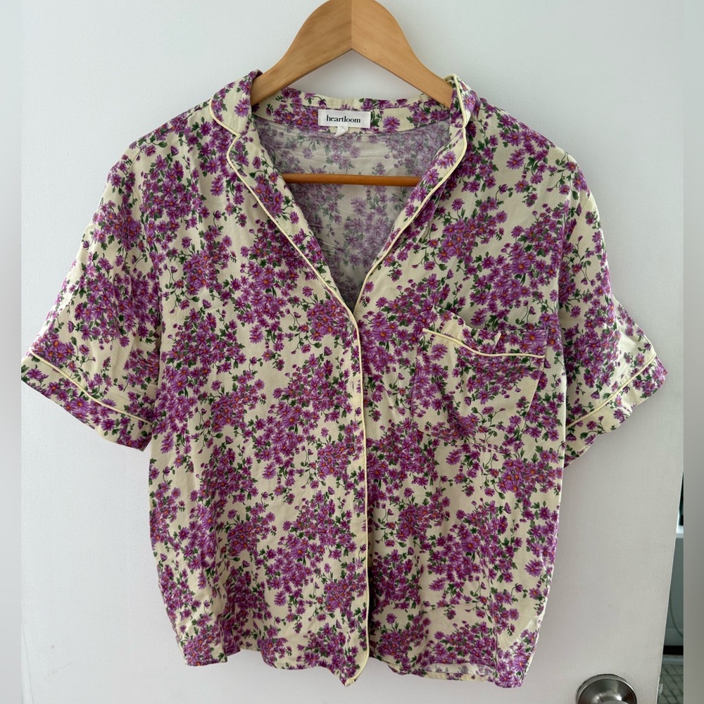 Heartloom Floral Purple Button Down Size L